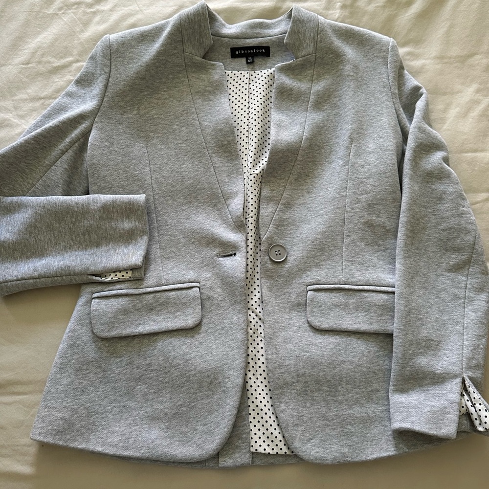 Gibsonlook Notch Collar Knit Blazer XS Grey